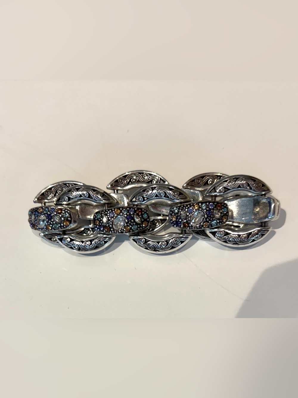 Brighton Jewelry Bracelet Crystal Voyage Chunky Link Bracelet Silver Crystals - Picture 9 of 13